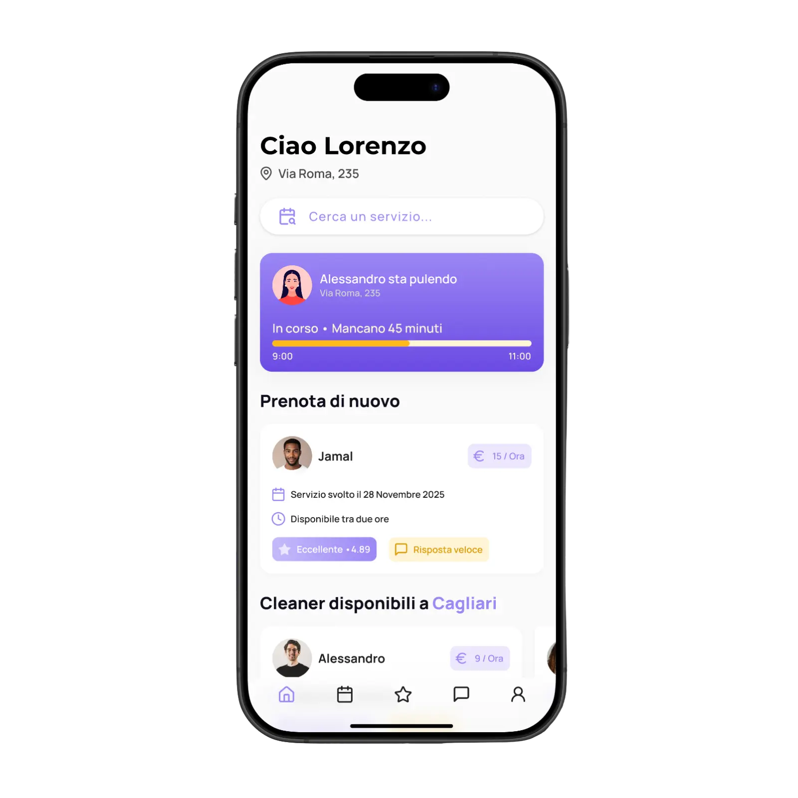 Homeperly app con telefono e funzionalità principali